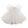 thumbnail image 1 of Moocorvic Toddler Performance Dress Sleeveless Pure Color Bow Tulle Gown for Wedding Birthday Party, Off Shoulder Formal Outfit, 1 of 9