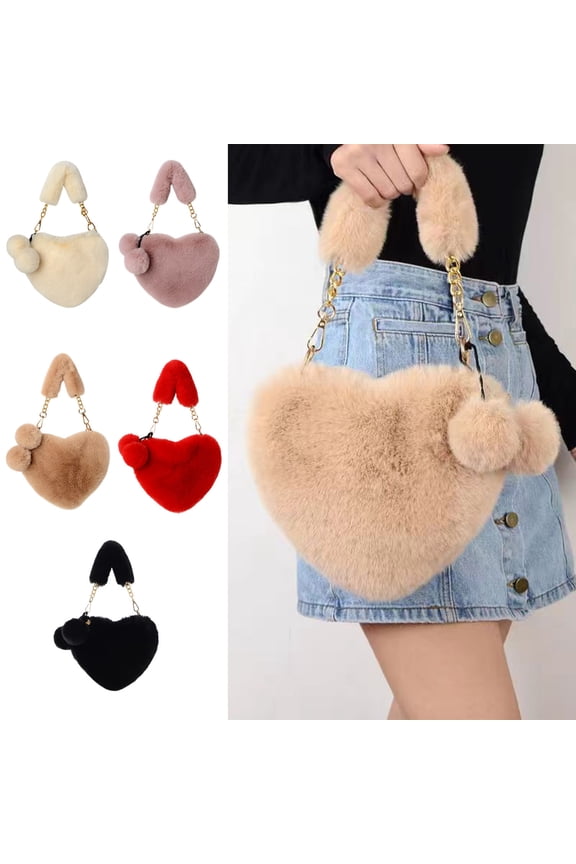 Tote Bag for Women, Plush Heart Shape One Shoulder Bag Cute Purse Mother's Day Gifts