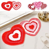 Moocorvic Valentines Day Bathroom Rugs, Heart Shaped Love Non Slip Door Mat for Anniversary Wedding Home Kitchen Decor