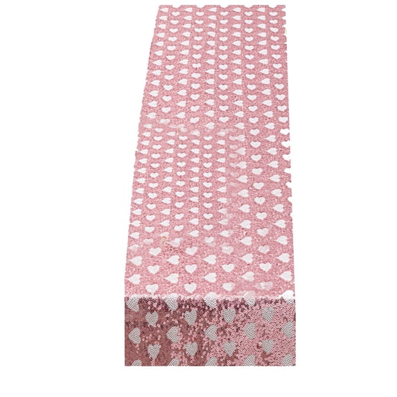 Moocorvic Valentines Day Decor Table Runner, 5.9 FT Red Love Heart Pattern for Wedding Party, Anniversary Wedding Birthday Party Decorations