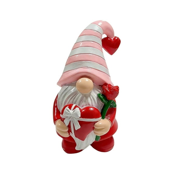 Moocorvic Valentines Gnomes Decorations Resin Love Gnome Couple Heart Hat Figurine Gifts for Him Her
