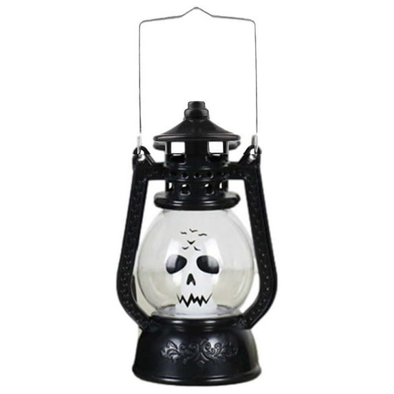 Moocorvic Vintage Camping Lantern, Halloween Indoor/Outdoor Hanging Decorations Lanterns for Patio Waterproof, Battery Powered Lantern for Lawn, Fireplace(6.3''x2.8'')