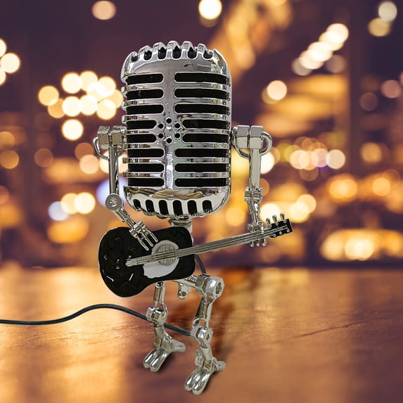 Moocorvic Vintage Microphone Robot Table Lamp Home Desktop Decoration