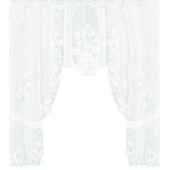 Moocorvic Vintage Style Lace Coffee Curtain Kitchen Curtain Vintage Style Window Scarf