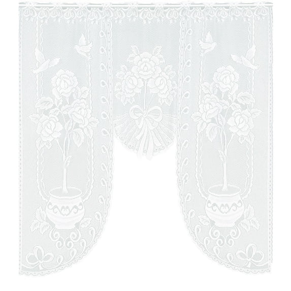 Moocorvic Vintage Style Lace Coffee Curtain Kitchen Curtain Vintage Style Window Scarf