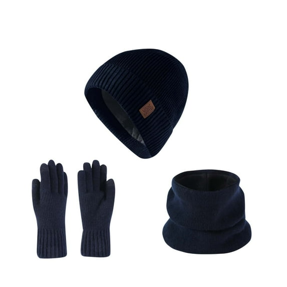 Moocorvic Winter Beanie Hat Scarf Gloves Set for Men,Navy