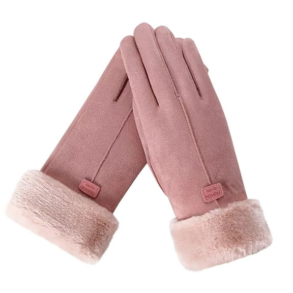 Moocorvic Winter Gloves Women Leather Fleece Womens Gloves for Cold Weather Windproof Driving Gloves(Pink)