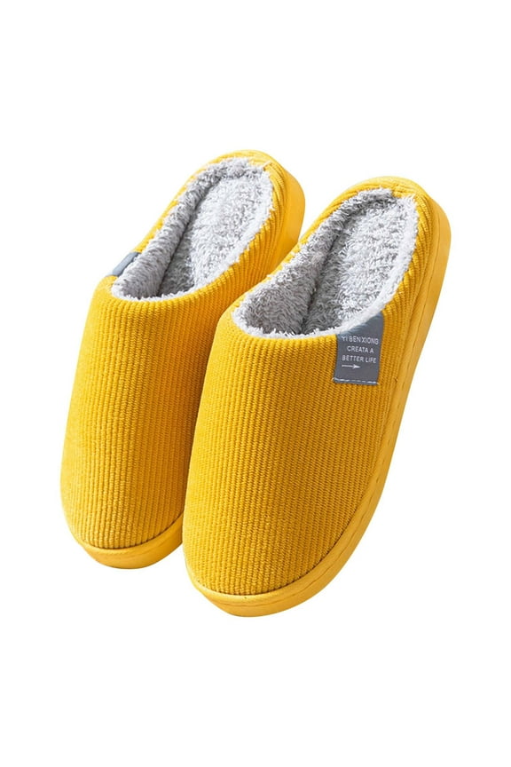 Winter House Slippers for Woman Men, Soft Warm Shoes Slippers for Bedroom, Women's Slippers(Yellow 5.5-6)