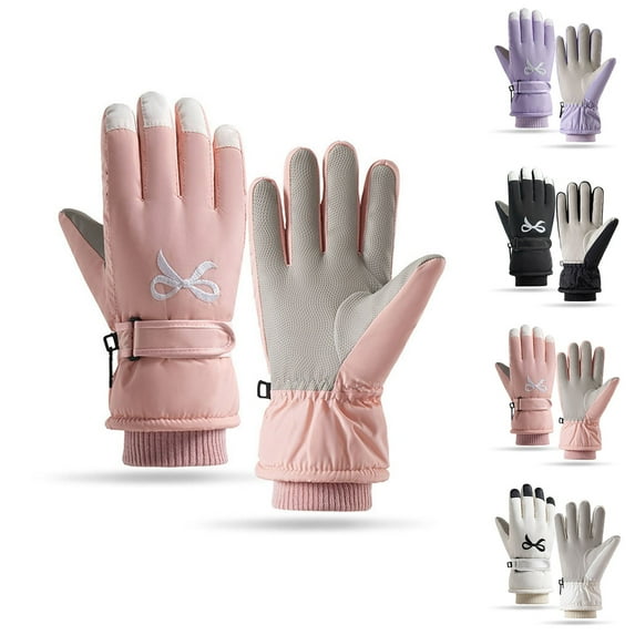 Moocorvic Winter Ski Gloves for Women, Thicked Fleece Lined Waterproof Thermal Windproof Gloves for Outdoor Skiing Hiking Snowboard,Pink