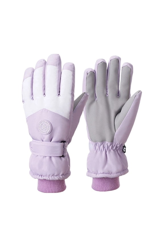 Winter Ski Gloves for Women, Thicked Fleece Lined Waterproof Thermal Windproof Gloves for Outdoor Skiing Hiking Snowboard,Purple