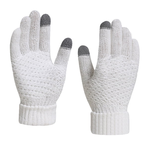 Moocorvic Winter Warm Gloves Men Women, Touch Screen Thermal Knit Gloves for Cold Weather Outdoors,White