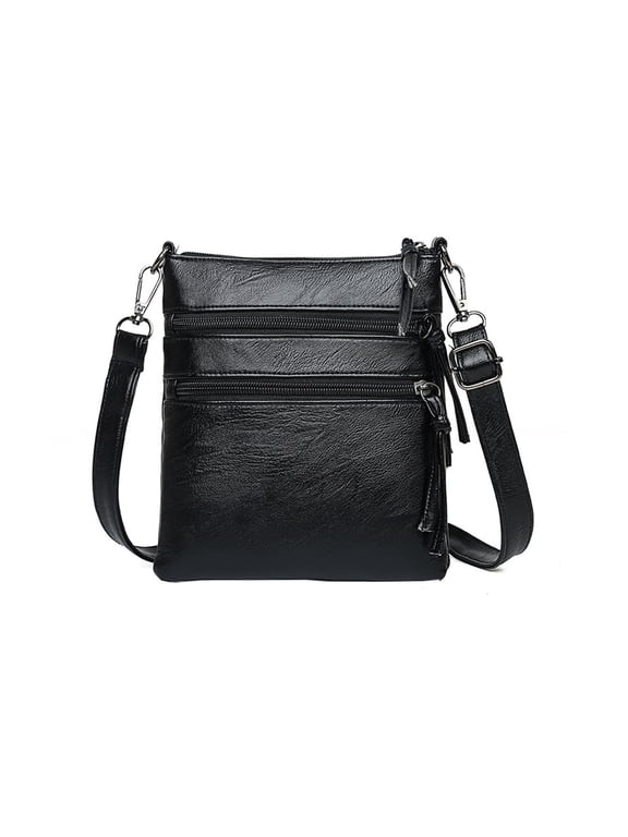 Women's Crossbody Bag, Medium Zipper Pocket Crossbody Strap, Soft Leather Women's Shoulder Bag