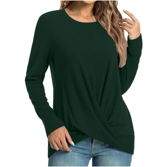 Moocorvic Women's Long Sleeve Shirts Women's Fall Winter Casual T-Shirts Long Sleeve Tunic Tops Front Crewneck Blouse Pullover