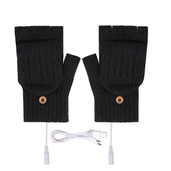 Moocorvic Womens Heated Gloves 1 Pairs, USB Winter Fingerless Knitted Gloves for Women Men