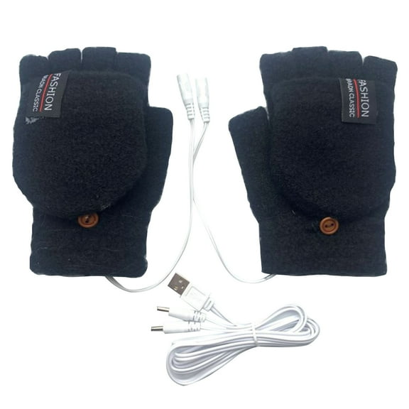 Moocorvic Womens Heated Gloves 1 Pairs, USB Winter Fingerless Knitted Gloves for Women Men