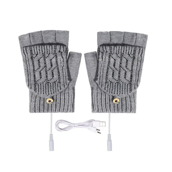 Moocorvic Womens Heated Gloves 1 Pairs, USB Winter Fingerless Knitted Gloves for Women Men