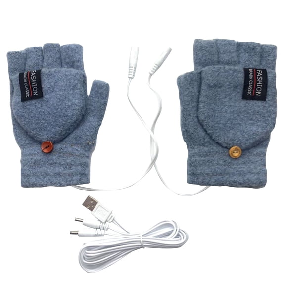 Moocorvic Womens Heated Gloves 1 Pairs, USB Winter Fingerless Knitted Gloves for Women Men