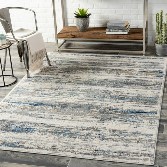 Mood Blue 5'3" x 7' Modern Rectangle Area Rug