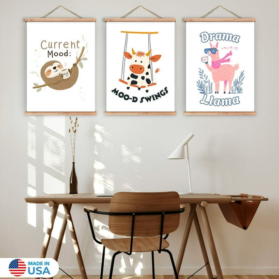 Mood Board Minis Set of 3 Magnetic Wood Frame Hanger by Dancing Littles Jungle - Size 17.5x24 Inch