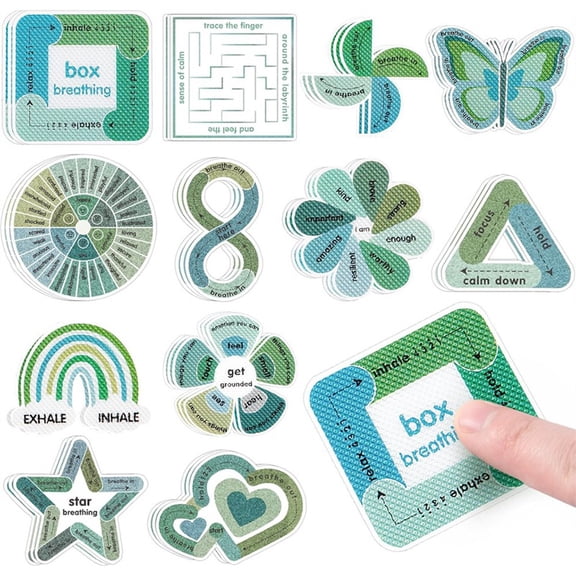 Mood Calming Sensory Stickers,36PCS Textured Anxiety Strips for Kids Adults,Tactile Breathing Mindfulness Fidget Sticker