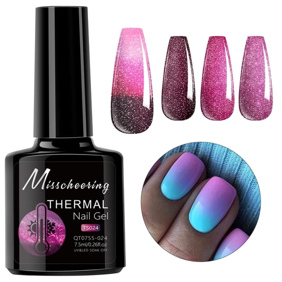 Mood Color Changing Gel Nail Polish - Shimmer Glitter Mood Nail Polish, Thermal Color Change Gel, Soak off Glitter Gel Polish, Ombre Nail Art Kit, Christmas Valentine Birthday Gift Makeup Organizers