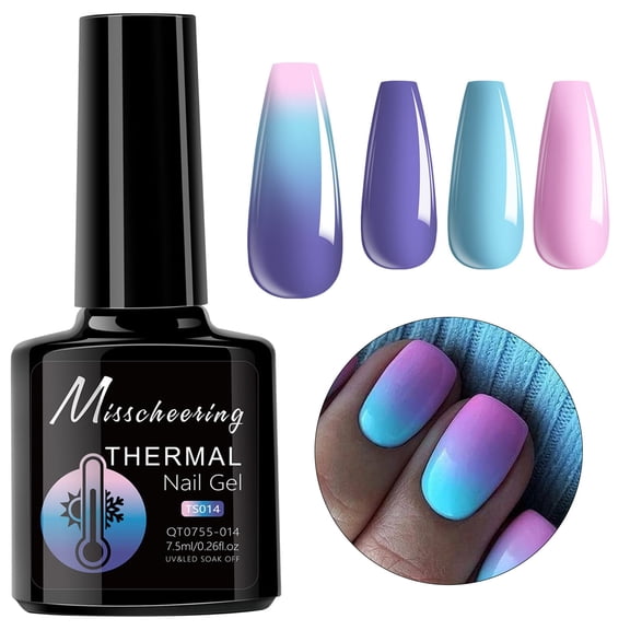 Mood Color Changing Gel Nail Polish - Shimmer Glitter Mood Nail Polish, Thermal Color Change Gel, Soak off Glitter Gel Polish, Ombre Nail Art Kit, Christmas Valentine Birthday Gift Makeup Organizers