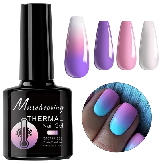 Mood Color Changing Gel Nail Polish - Shimmer Glitter Mood Nail Polish, Thermal Color Change Gel, Soak off Glitter Gel Polish, Ombre Nail Art Kit, Christmas Valentine Birthday Gift