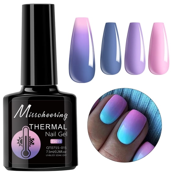 Mood Color Changing Gel Nail Polish - Shimmer Glitter Mood Nail Polish, Thermal Color Change Gel, Soak off Glitter Gel Polish, Ombre Nail Art Kit, Christmas Valentine Birthday Gift Makeup Organizers