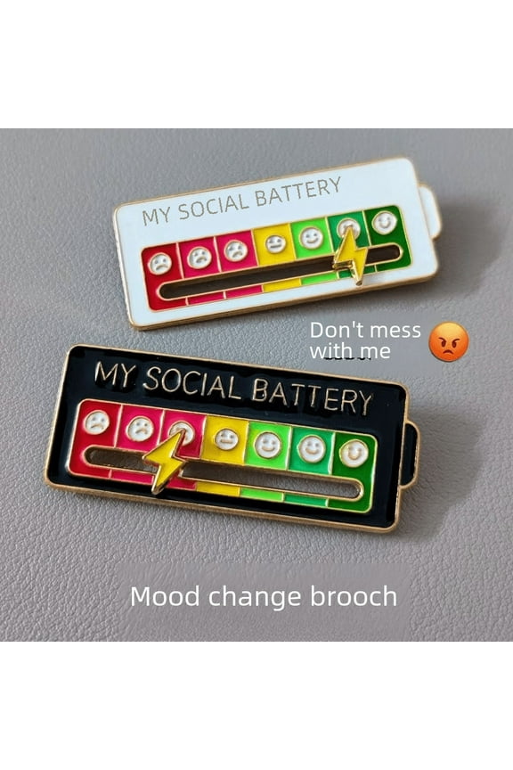Mood Conversion Energy Brooch Personality Slidable Social Power Metal Badge Men's and Women's Expression Pin Jewelry
