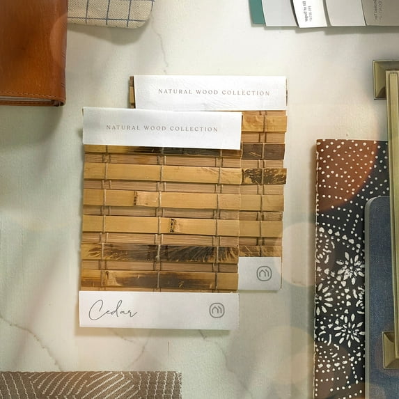 Mood Cordless Bamboo Roman Window Shade, Natural Wood