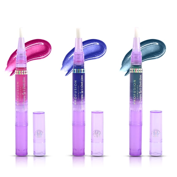 Profusion Cosmetics Mood Gloss 3 PC Color Changing Lip & Cheek Gloss Set, pH-Reactive Moisturizing Formula, Hydrating Lip & Cheek Tint, 0.05 fl oz