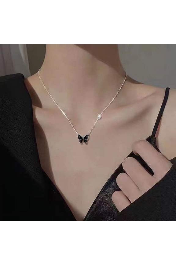 Mood Necklaces Butterfly Pendant Necklace Temperature Control Color Change Necklace Stainless Steel Chain Jewellery Women