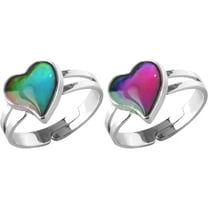 Mood Ring Love Heart Color Changing Emotional Feeling Adjustable Size Mood Rings 2pcs (Love Heart)