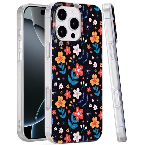 Mood Series Designer Hybrid Case for iPhone 16 Pro Max - Nightly Floral