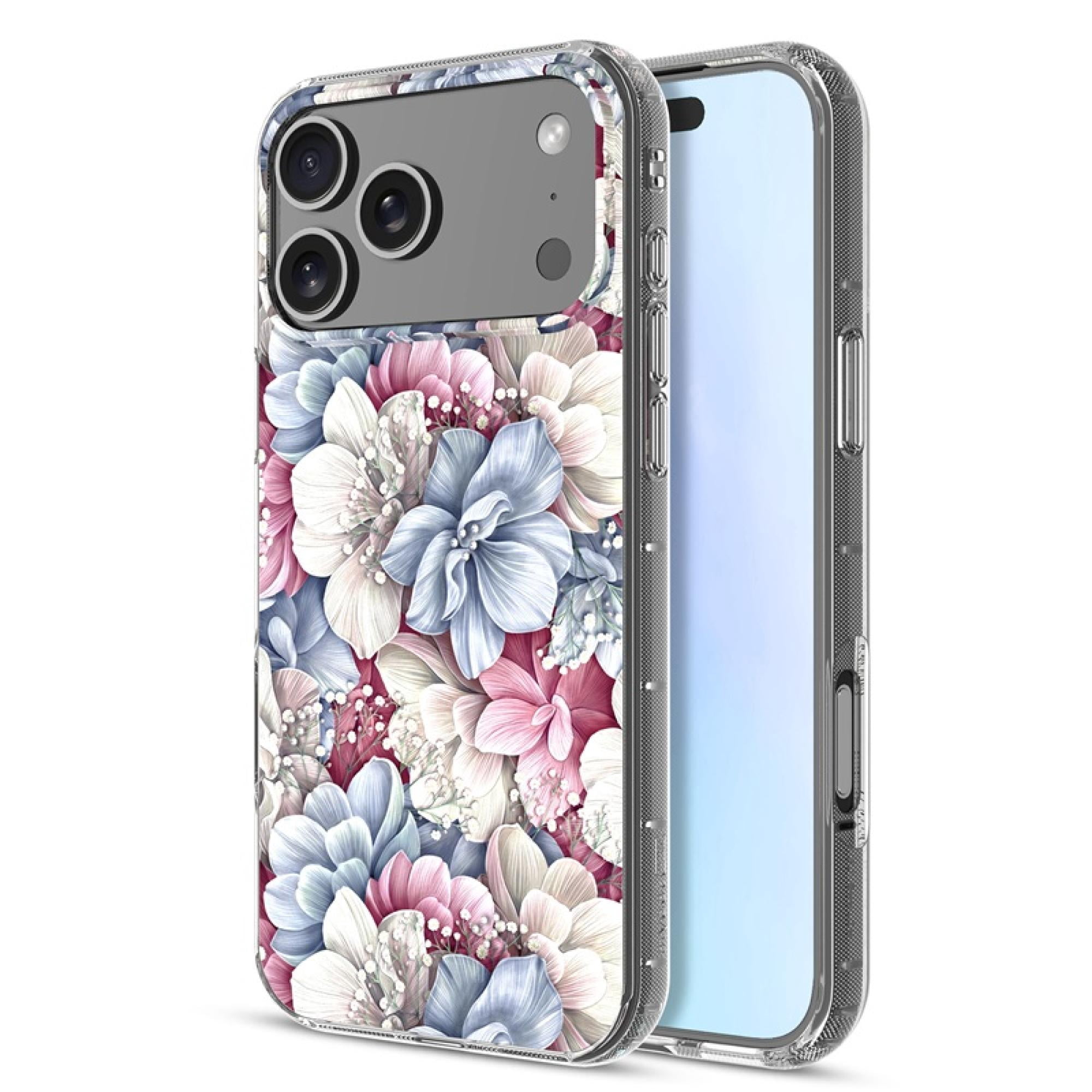 Mood Series Diamond Case Floral Gems for iPhone 17 Pro Max – Magnetic Charging Compatible, Slim Dual-Layer Shock Resistant Protection with Raised Bezel