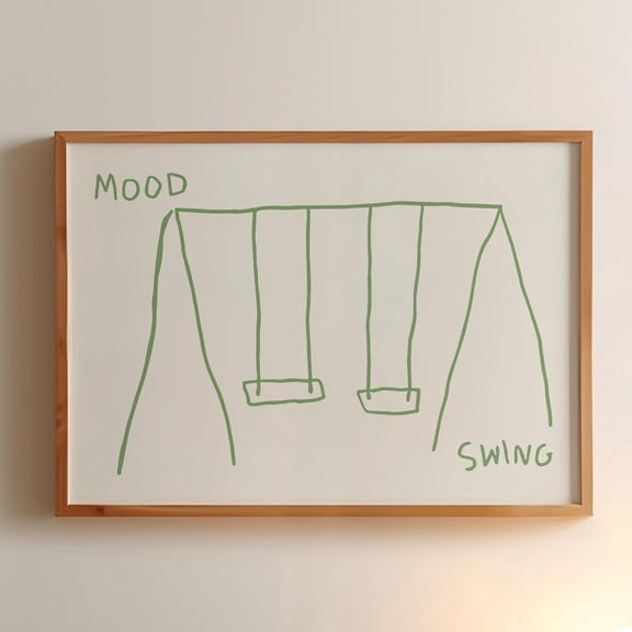 Mood Swing Funny Quote Poster Green Retro Wall Art UNFRAMED PAPER POSTER, Home Decor, Vintage Gift, Living Room Dercor