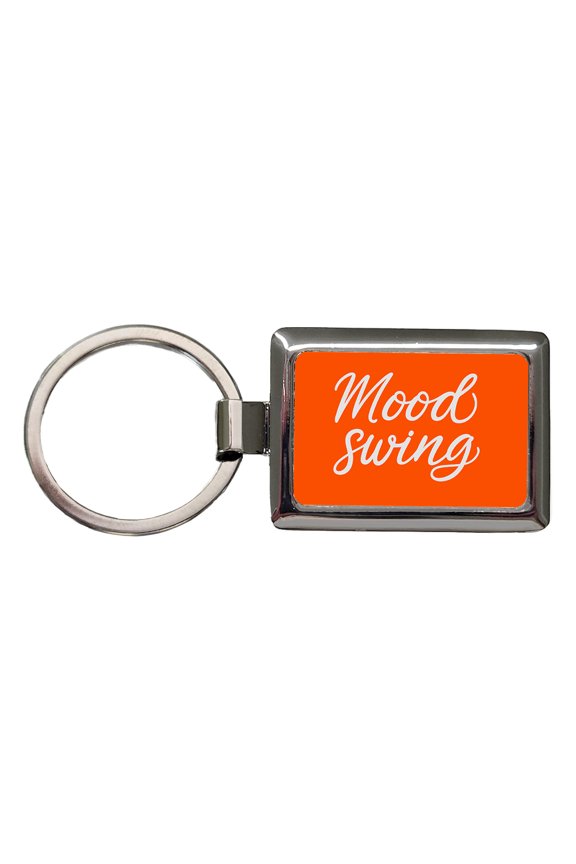 Mood Swing Orange Background Metal Rectangle Keychain