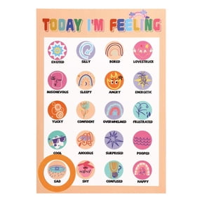 Mood Tracker, Bohemia Style Feeling Chart Poster with Magnetic Ring Mood Chart Emotions Chart for Self Reflection & Concern
