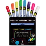 MoodClue Car Window, Glass Marker Pens. Bold Liquid Chalk for Auto Windshields, Mirrors, White + LED Boards. Washable, Erasable. Neon 8pk. 10mm Jumbo Tip - 3 Writing Options.