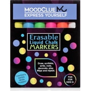 MoodClue Liquid Chalk Markers, 6 Neon Colors, Reversible Tips, Easy-Clean Wet or Dry Erase, Non-Toxic