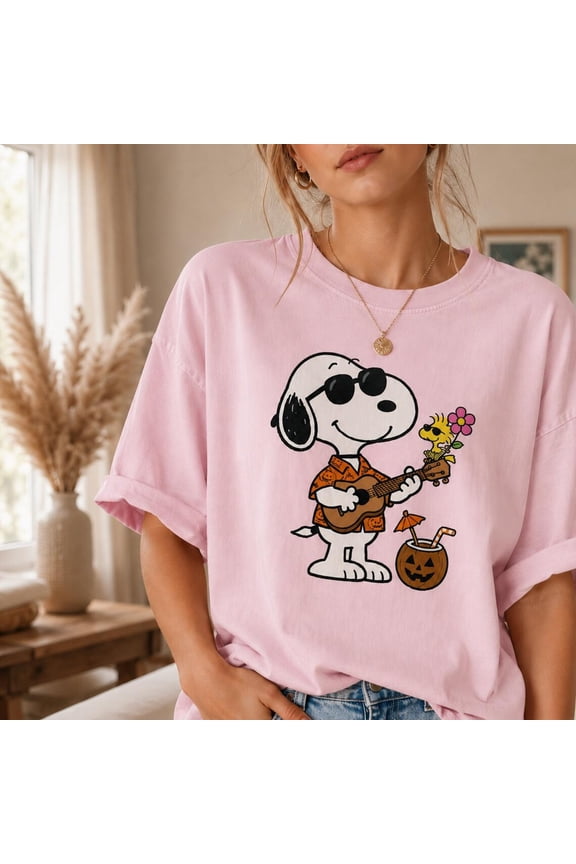 Unisex Summerween Cute Dog Spooky Summer Halloween Heavy Cotton Graphic T-Shirt