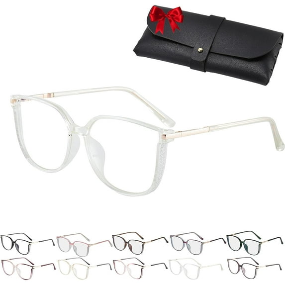 Mooddairy/Idomlife Reading Glasses, Women's Portable Fashion Anti-Blue Light Readers for Computer & Book Reading, Lightweight Frame with Case Included