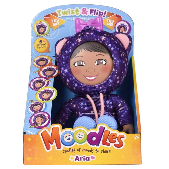 Moodles Aria - 12inch Doll with 6 Facial Expressions to Show Your Mood, Toddler & Children, Ages 2+