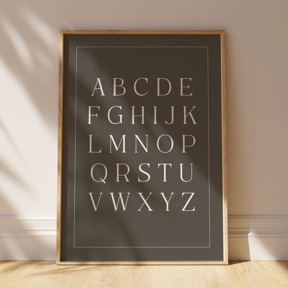 Moody ABC Print, Dark Green Alphabet Poster, Unframed Paper Poster 8x10in