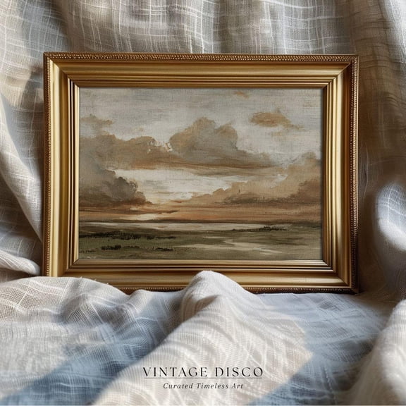 Moody Abstract Fall Sunset Wall Art Print, Cottagecore Farmhouse Cloudscape, Rustic Country Autumn Clouds, Holiday Bedroom And Home Decor
