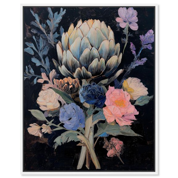 Moody Artichoke I Canvas Gothic Wall Decor by Art Remedy, White Frame, 36 x 45