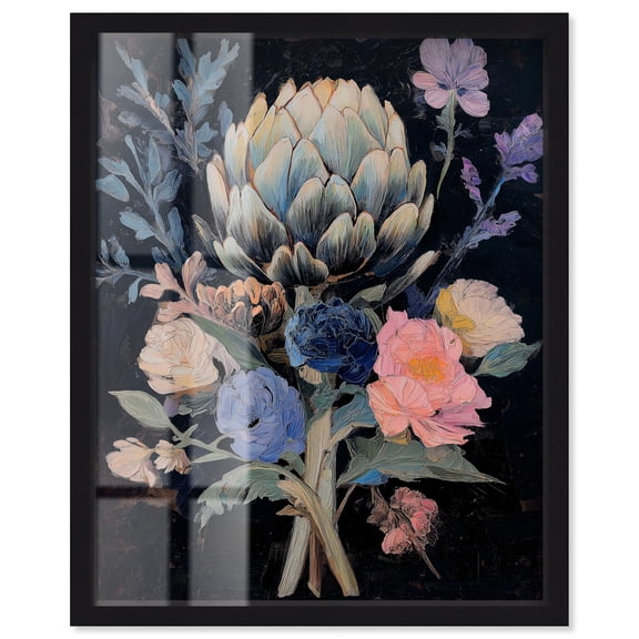 Moody Artichoke I Shadowbox Print Gothic Wall Decor by Art Remedy, Black Frame, 16 x 20