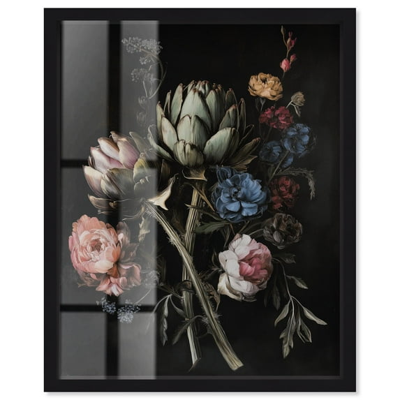 Moody Artichoke III Shadowbox Print Gothic Wall Decor by Art Remedy, Black Frame, 16 x 20