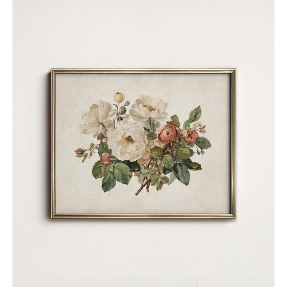 Moody Autumn Lake Landscape Vintage Farmhouse Fall Art Botanical Poster Neutral Floral Farmhouse Wall Art Print, UNFRAMED Size 16x16