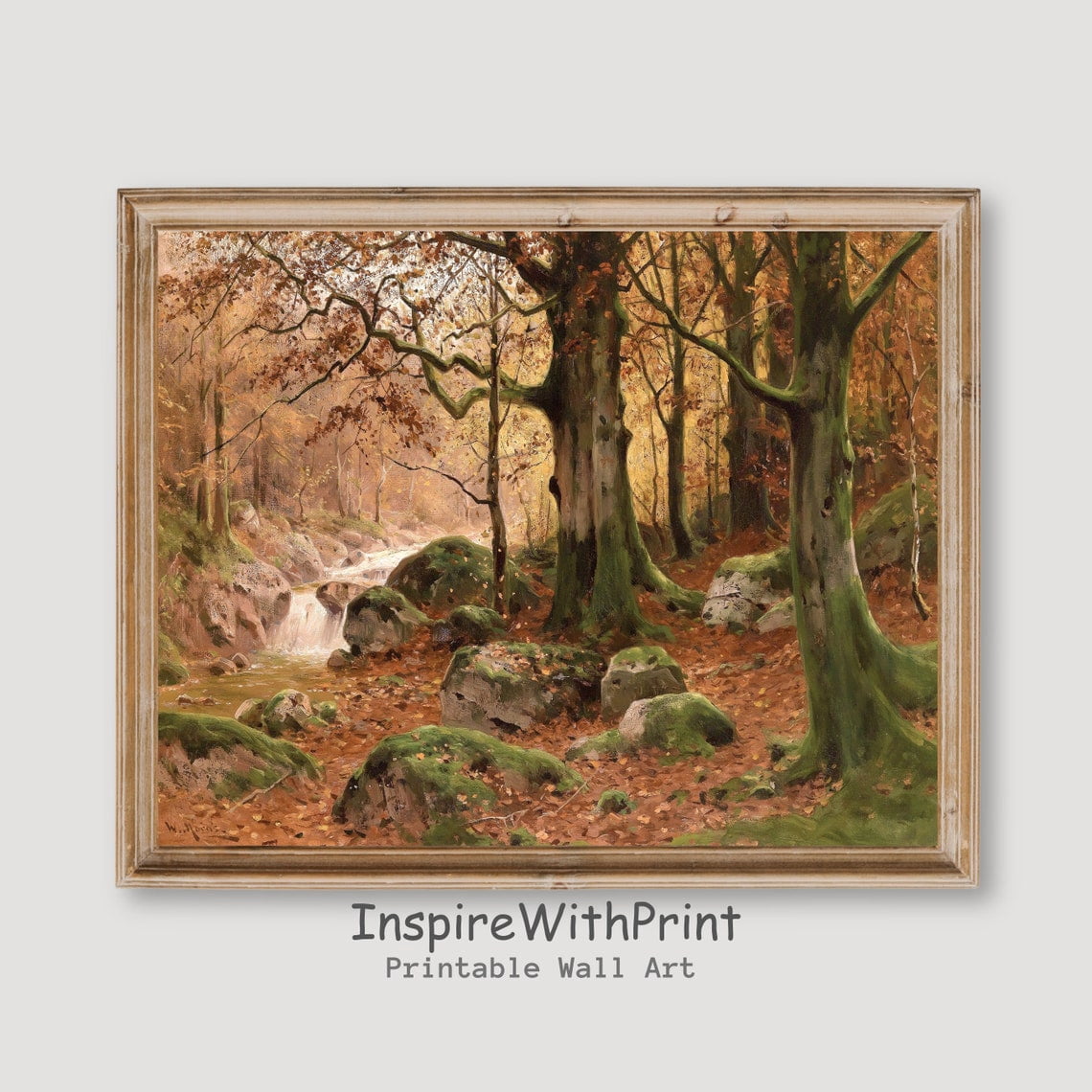 Moody Autumn Landscape Wall Art Print, Fall Trees, Vintage Scenery ...